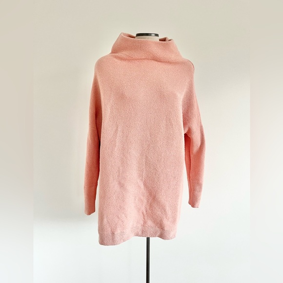 Free People Ottoman Slouchy Tunic Sweater Dress Soft Pink Cowl Ribbed Pullover S - Picture 10 of 16